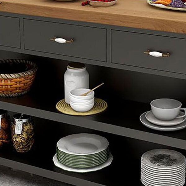 Modern de la isla de cocina de la cocina de 3 cajones mesa de la isla de cocina con ruedas