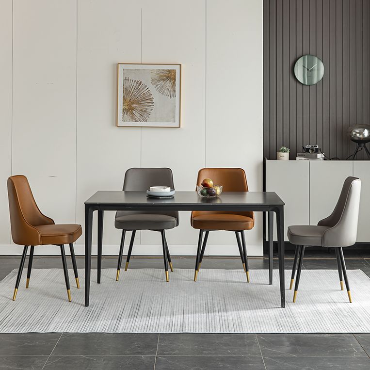 Contemporary Dining Chair Solid Back Chair with 4 Metal Legs for Home Use Clearhalo ' kitchen&dining_furn' 'Dining Chairs' 'Dining Tables & Seating' 'dining_chair' 'furn' 'furn_dining_chair' 'Furniture' 'furniture_dining_chair' 'Kitchen & Dining Furniture' 'kitchen' 1200x1200_43051408-9c50-4a52-9d55-3adff30af33a