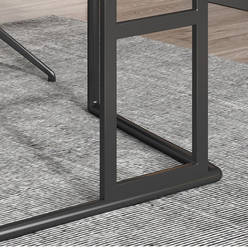 Escritorio de escritura gris rectangular escritorio de metal y piedra con 2 cajones