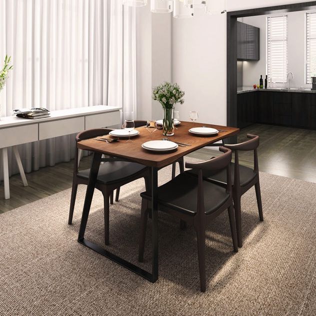 Mesa de comedor de madera sólida mesa de rectángulo de lujo tradicional con base de trineo