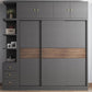 Modern Artificial Wood Wardrobe Armoire Freestanding Wardrobe in Black
