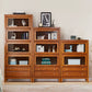 Modern Style Closed Back Bookshelf Wooden Standard Bookcase with Drawers