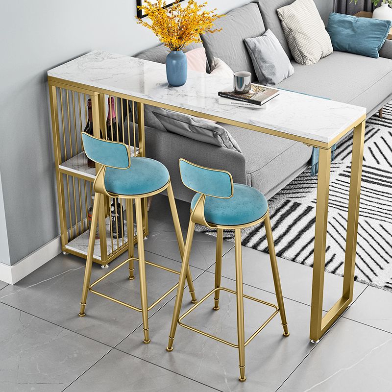 Glam Living Room Counter Chair Round Footrest Metal Counter Bar Stool with Cushion Clearhalo 'Bar Furniture' 'Bar Stools' 'bar_stools' 'furn' 'furn_bar_stools' 'Furniture' 'furniture_bar_stools' 'Kitchen & Dining Furniture' 1200x1200_4308bd0c-6335-4212-8d96-6dda2624d79a