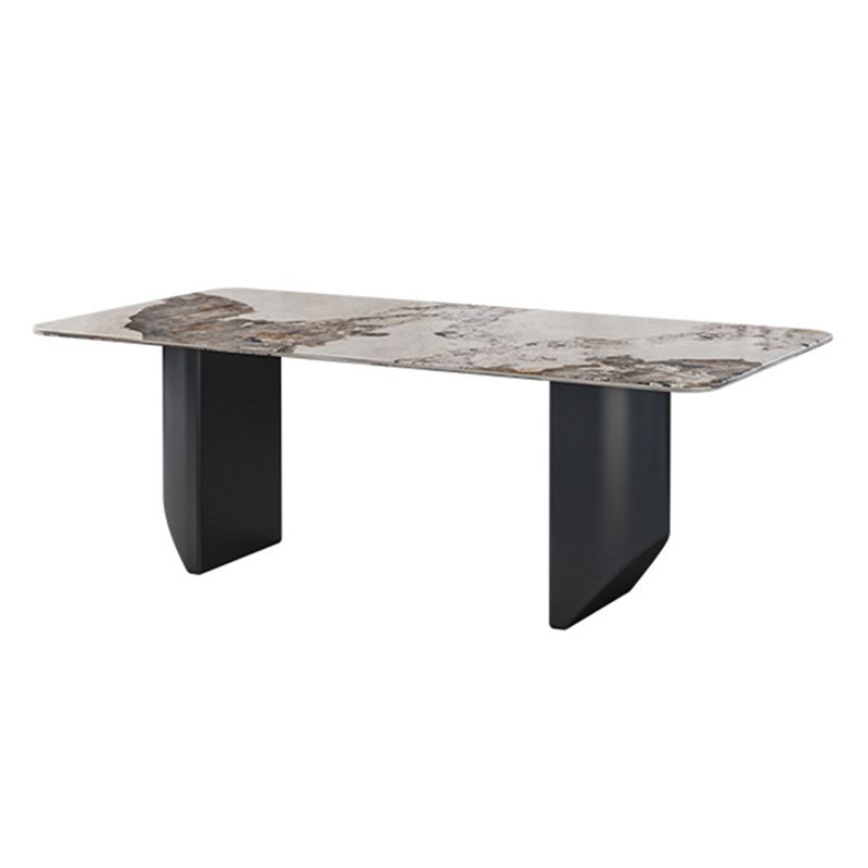 Sintered Stone Top Dining Table Rectangle Table with Metal Double Pedestal Clearhalo ' dining_table' 'Dining Tables & Seating' 'Dining Tables' 'furn' 'furn_dining_table' 'Furniture' 'furniture_dining_table' 'Kitchen & Dining Furniture' 'kitchen&dining_furn' 'kitchen' 'kitchen_dining_table' 1200x1200_4308eb11-4c2f-41b7-810a-5bb32f7b81e6