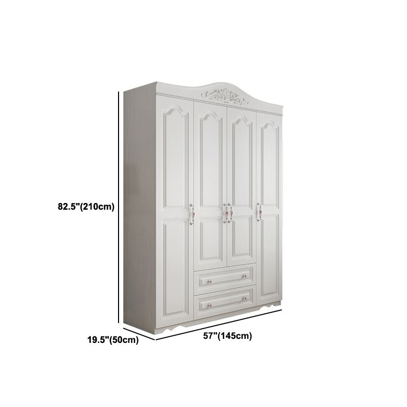 French Country White Storage Cabinet Hinged Door Cabinet with Drawers