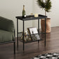 Rectangle Tray Top Side Table 21.65" Tall Iron 4 Legs End Table with Shelf