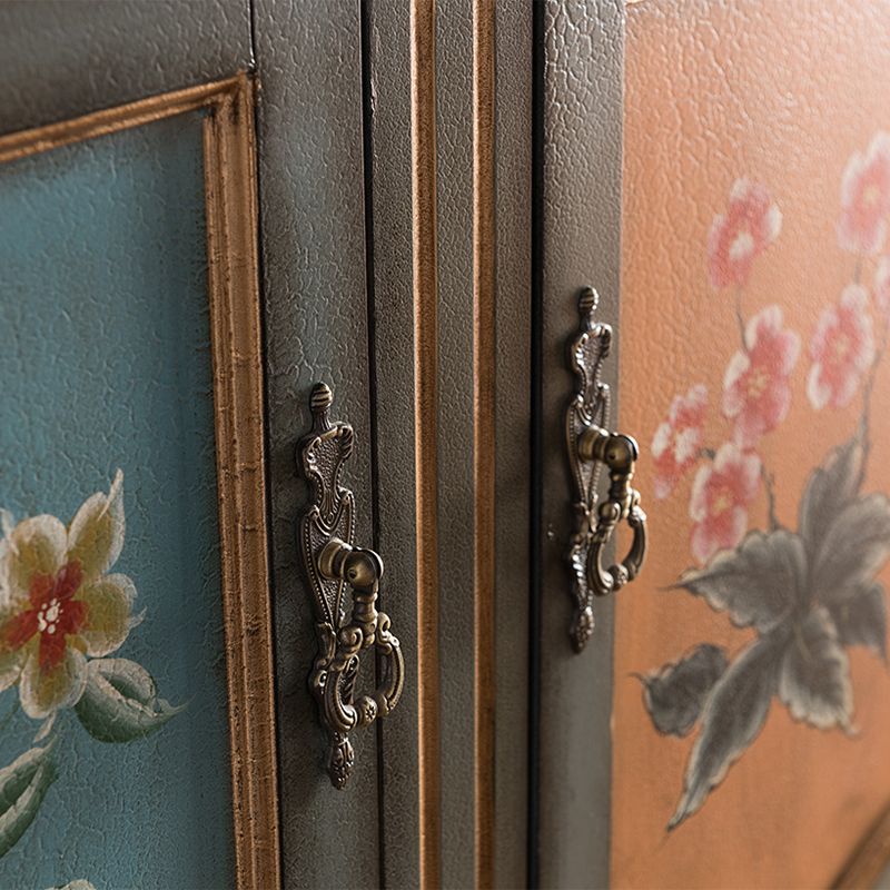 Industrial 4-Door Cabinet, 39" Tall Wood Rectangle Accent Chest, Distressed Wood Clearhalo 'Cabinets & Chests' 'cabinets_chests' 'furn' 'furn_cabinets_chests' 'Furniture' 'Living Room Furniture' 1200x1200_430b44f4-d46f-46c7-87d7-a77ff89495b1