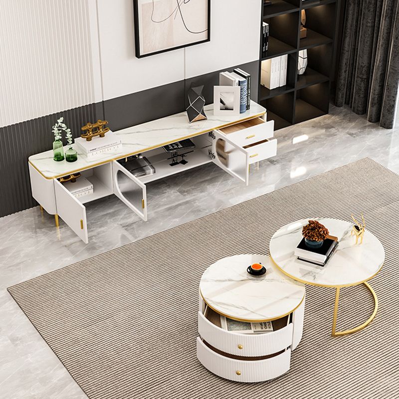 Stone Media Console Enclosed Storage TV Stand Console with Drawers Clearhalo 'furn' 'furn_tv_stands_entertainment_centers' 'Furniture' 'Living Room Furniture' 'TV Stands & Entertainment Centers' 'TV Stands & Media Storage Furniture' 'tv_stands_entertainment_centers' 1200x1200_430ba985-75cf-42d6-b5ea-81ce7f43851f