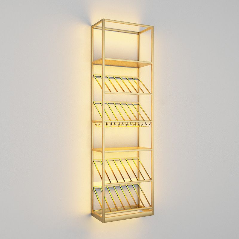 ワイナリー用の豪華なアイアンワインボトルホルダーLEDストリップフロアボトルラック