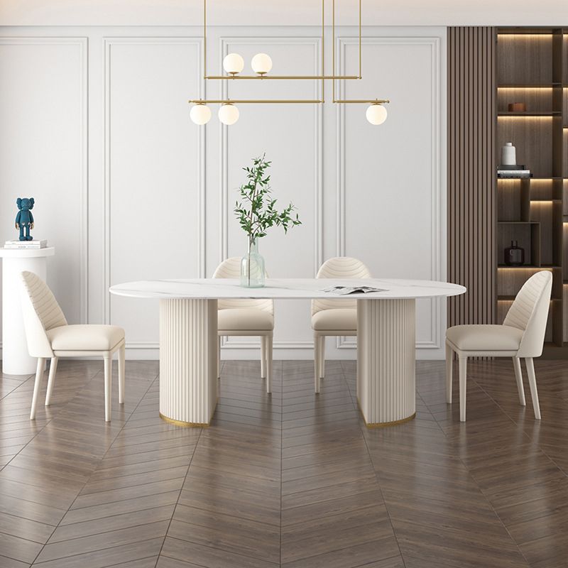 Oval Sintered Stone Dining Table Traditional Luxury Dining Table for Home Use Clearhalo 'Dining Tables & Seating' 'Dining Tables' 'dining_table' 'furn' 'furn_dining_table' 'Furniture' 'furniture_dining_table' 'Kitchen & Dining Furniture' 'kitchen' 'kitchen_dining_table' 1200x1200_430e8b23-b22d-47b7-b67a-ecf968ca77bd