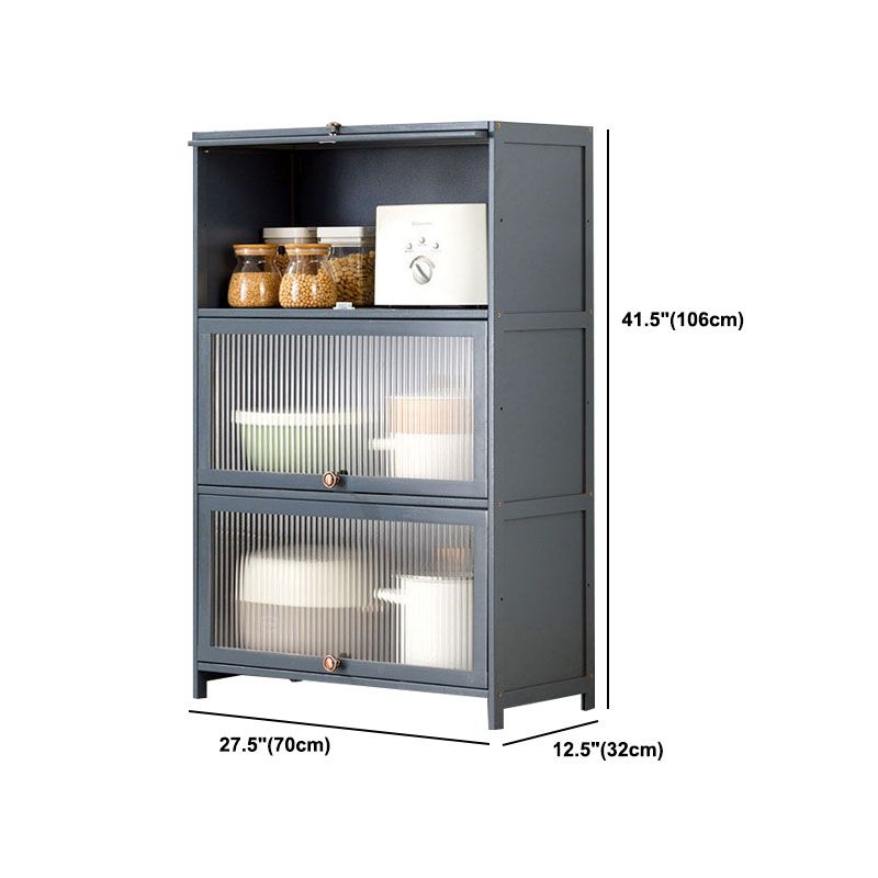 Puertas de vidrio gris Servidor de comedor Servidor de bambú contemporáneo para cocina