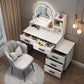 Tavolo da toeletta per trucco da letto di vanità a specchio con 5 cassetti in bianco