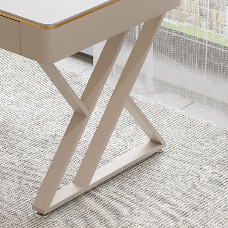 Escritorio de escritura de piedra de estilo contemporáneo escritorio de oficina rectangular con 2 cajones