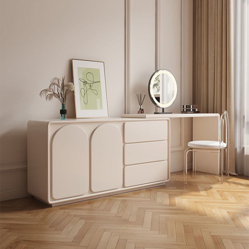 White Contemporary Wood Mirror Bedroom With Drawer Dressing Table
