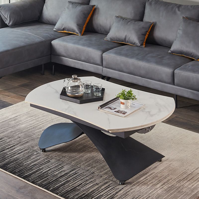Glam Adjustable Height Coffee Table Slate Cross Legs Cocktail Table Clearhalo 'Coffee & Accent Tables' 'Coffee Tables' 'coffee_tables' 'furn' 'furn_coffee_tables' 'Furniture' 'Living Room Furniture' 1200x1200_43159471-e2ce-4eb2-a055-5608ae019f78