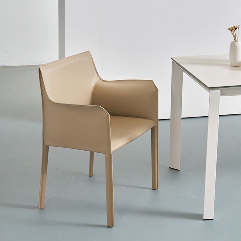 Contemporary Dining Chair 24'' Wide Arm Chair with Solid Back and 4 Metal Legs for Home Use Clearhalo ' kitchen&dining_furn' 'Dining Chairs' 'Dining Tables & Seating' 'dining_chair' 'furn' 'furn_dining_chair' 'Furniture' 'furniture_dining_chair' 'Kitchen & Dining Furniture' 'kitchen' 1200x1200_4318999c-a002-4d87-a964-81f18d76d5cd