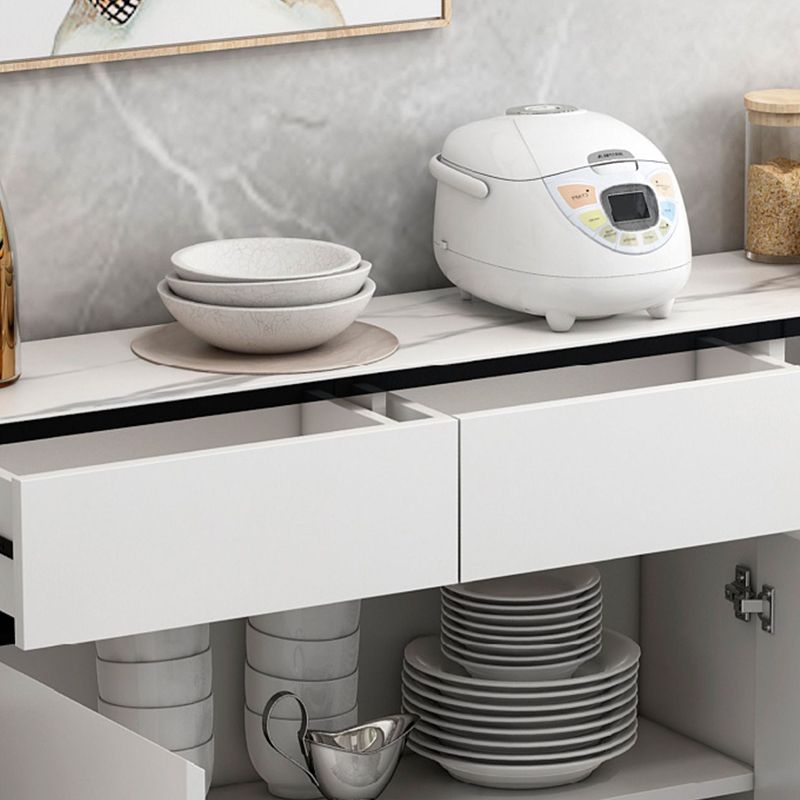 Cena in vetro Sideboard Sideboard White Mirroring Board con gambe metalliche