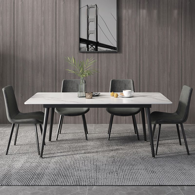 Modern Dinette Set with Solid Back Chairs 1/4/5/6/7 Pcs Stone Top Dining Table Set Clearhalo 'Dining Room Sets' 'Dining Tables & Seating' 'dining_room_set' 'furn' 'furn_dining_room_set' 'Furniture' 'Kitchen & Dining Furniture' 1200x1200_431c60d6-04f1-4818-a2fb-c41ac3905d09