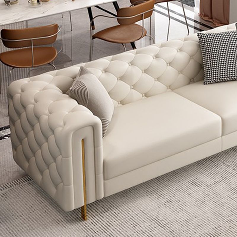 Divano a braccio di smoking divano bianco contemporaneo con back-back trapuntato