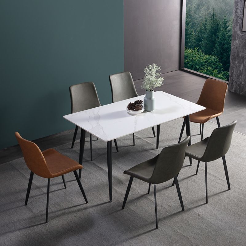 Rectangle Stone Dining Table Modern Dining Table with 4 Black Legs Clearhalo 'Dining Tables & Seating' 'Dining Tables' 'dining_table' 'furn' 'furn_dining_table' 'Furniture' 'furniture_dining_table' 'Kitchen & Dining Furniture' 1200x1200_431d6b0c-3b0b-4106-8cb4-bed425f575c8
