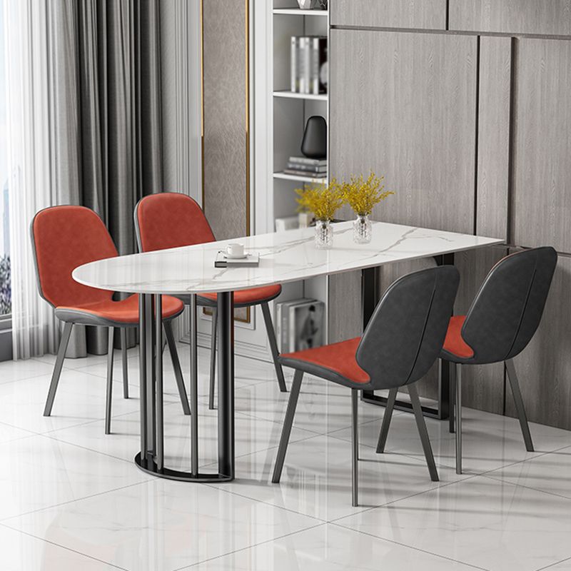 Simplicity Style Sintered Stone Dining Table Freeform Shape Table with Double Pedestal Base Clearhalo ' dining_table' 'Dining Tables & Seating' 'Dining Tables' 'furn' 'furn_dining_table' 'Furniture' 'furniture_dining_table' 'Kitchen & Dining Furniture' 'kitchen&dining_furn' 'kitchen' 'kitchen_dining_table' 1200x1200_431e08e5-a1bb-40fe-bfeb-29df0473767b