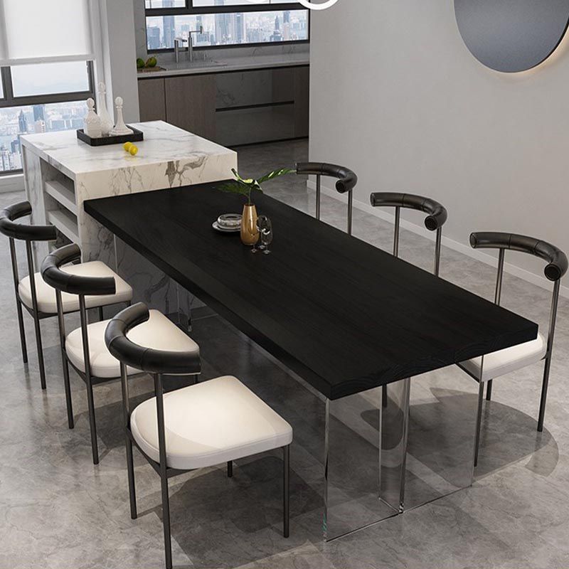 Rectangle Wood Top Dining Table Modern Clear Acrylic Base Dinner Room Kitchen Table Clearhalo 'Dining Tables & Seating' 'Dining Tables' 'dining_table' 'furn' 'furn_dining_table' 'Furniture' 'furniture_dining_table' 'Kitchen & Dining Furniture' 'kitchen' 'kitchen_dining_table' 1200x1200_4321af43-7edf-43f2-8798-fb6931b6a71a