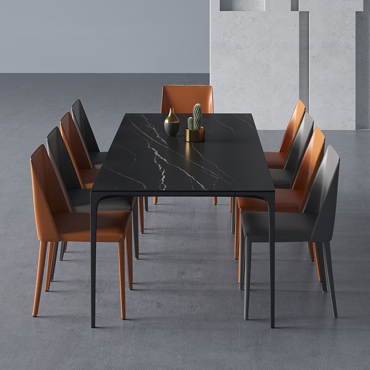Rectangle Sintered Stone Dining Table Industrial Style 4 Legs Base Table for Home Clearhalo ' dining_table' 'Dining Tables & Seating' 'Dining Tables' 'Furniture' 'furniture_dining_table' 'Kitchen & Dining Furniture' 'kitchen&dining_furn' 'kitchen' 'kitchen_dining_table' 1200x1200_4323849b-6aa6-415d-b40c-cb5df6f9e434