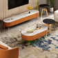 Glam 4 Legs Metal Coffee Table Draw included Oval Single Cocktail Table Clearhalo 'Coffee & Accent Tables' 'Coffee Tables' 'coffee_tables' 'furn' 'furn_coffee_tables' 'Furniture' 'Living Room Furniture' 1200x1200_4323c0f2-4051-4061-935c-a7d56f00a28b