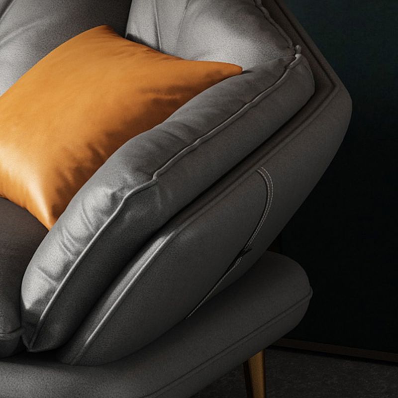 Modern 4-seat Faux Leather Sofa & Chaise Grey Sloped Arm Sofa Clearhalo 'furn' 'furn_sectionals' 'Furniture' 'Living Room Furniture' 'Sectionals' 1200x1200_43244324-77f6-4753-9575-04a02cc2ba58