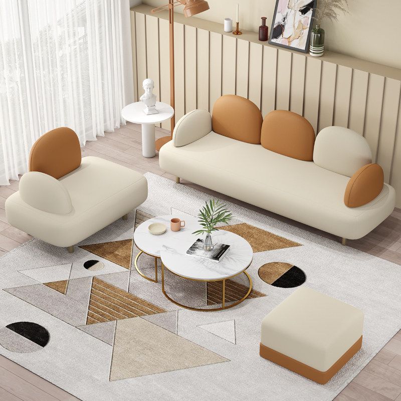 Modern Curved 4 Metal Legs Sofa Faux Leather Recessed Arm Sofa Clearhalo 'furn' 'furn_sofas' 'Furniture' 'furniture_sofas' 'kitchen' 'kitchen_sofas' 'Living Room Furniture' 'Sofa' 'sofas' 1200x1200_43246a54-187d-4cec-bd44-de9147ebc827