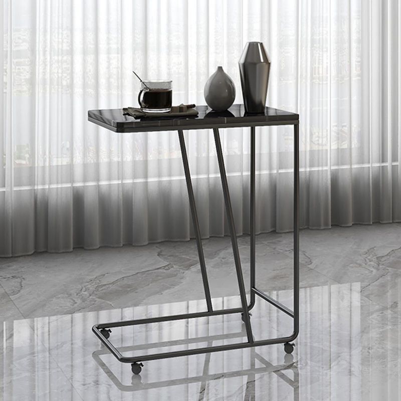 Marble and Metal 23 - Inch Side Table Wheeled Sofa Side Accent Table Clearhalo 'Coffee & Accent Tables' 'End & Side Tables' 'end_side_table' 'end_side_tables' 'furn' 'furn_end_side_tables' 'Furniture' 'furniture_end_side_table' 'Living Room Furniture' 1200x1200_4326677d-f858-4868-97f9-0f0c4272c96b