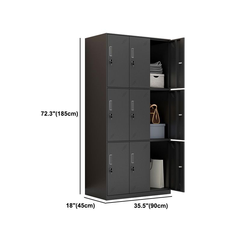 Metal Industrial Cabinet with Hinged Door Black Steel Storage Cabinet for Home Clearhalo 'Armoires & Wardrobes' 'armoires_wardrobes' 'Bedroom Furniture' 'furn' 'furn_armoires_wardrobes' 'Furniture' 1200x1200_43280903-62ae-40c3-ae6d-ec303a2c7896