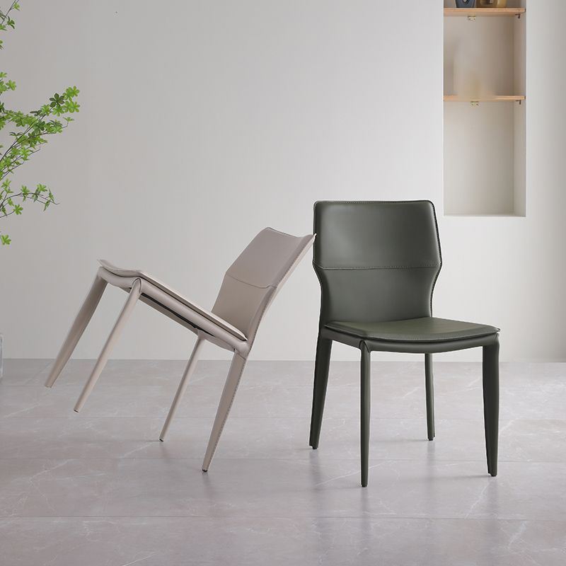 Upholstered Dining Chair with Leather Legs Matte Finish Solid Back Side Chair Clearhalo 'Dining Chairs' 'Dining Tables & Seating' 'dining_chair' 'furn' 'furn_dining_chair' 'Furniture' 'Kitchen & Dining Furniture' 1200x1200_432af09f-b64f-4df9-93a6-f138d1350d1c
