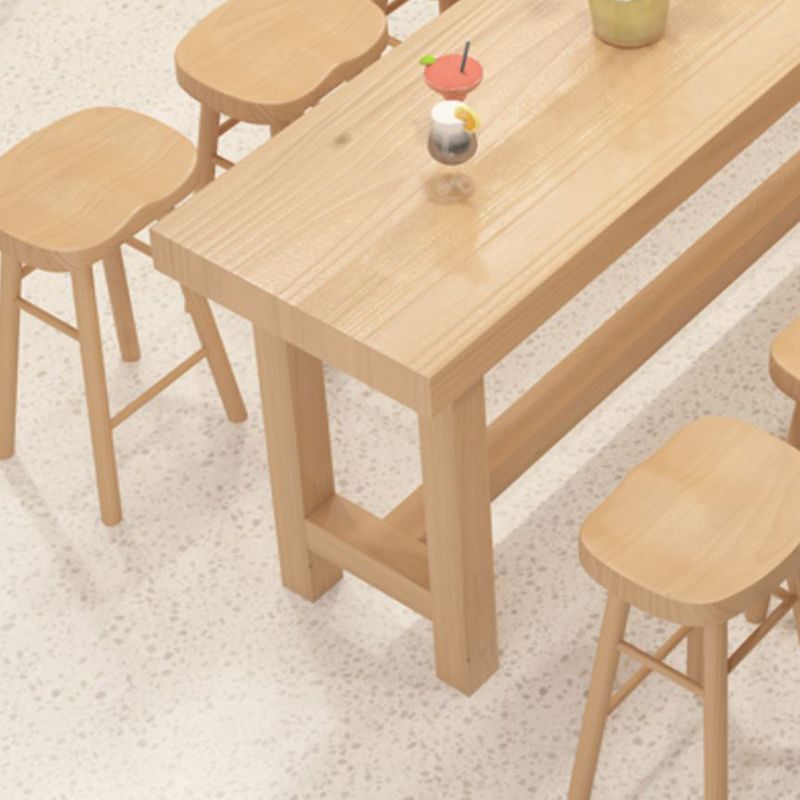 Contemporary Solid Wood Bar Dining Table Trestle Base Bar Table in Natural Clearhalo 'Bar Furniture' 'Bar Tables' 'bar_tables' 'furn' 'furn_bar_tables' 'Furniture' 'Kitchen & Dining Furniture' 1200x1200_432ee515-b8ab-4542-9efa-ae325917d9a2