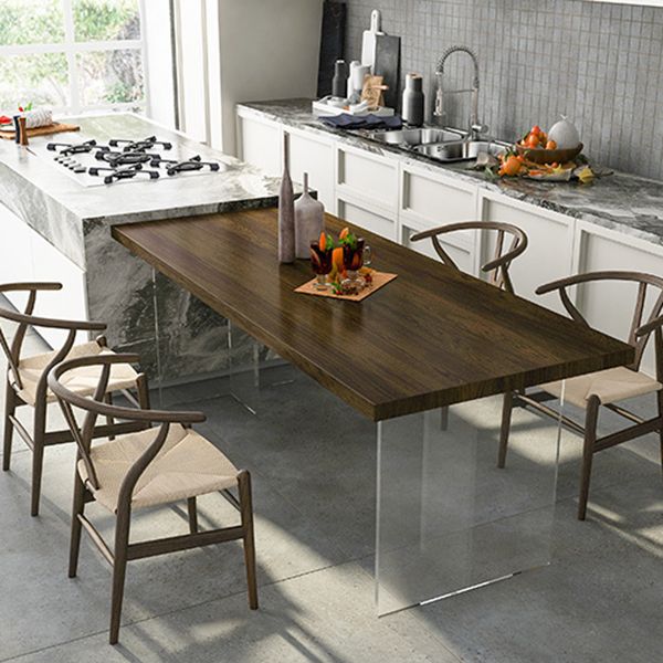 Solid Wood and Acrylic Dinner Table Modern Fixed Table Double Pedestal Dining Table Clearhalo 'Dining Tables & Seating' 'Dining Tables' 'dining_table' 'furn' 'furn_dining_table' 'Furniture' 'furniture_dining_table' 'Kitchen & Dining Furniture' 'kitchen' 'kitchen_dining_table' 1200x1200_432facaf-6995-4fd2-ae24-ba5d5c83a9dd