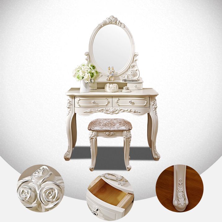 4 Drawers White/Blak/ /Golden MakeupTable Stool Set, 18.89" W x 63.77" H Clearhalo 'Bedroom Furniture' 'furn' 'furn_makeup_vanities' 'Furniture' 'Makeup Vanities' 'makeup_vanities' 1200x1200_43315f1d-b1c0-41bf-afe3-d5a99d03b63b