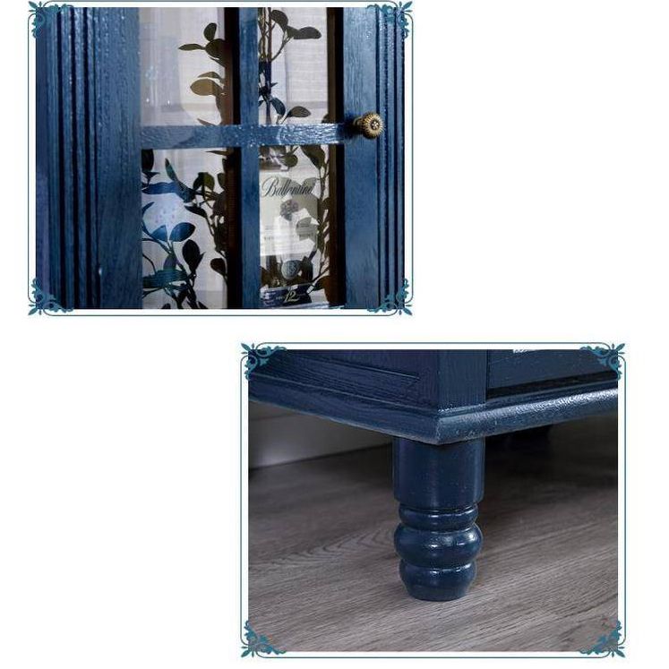 Armoire d'accent moderne du milieu du siècle avec porte en verre et pattes en bois massif