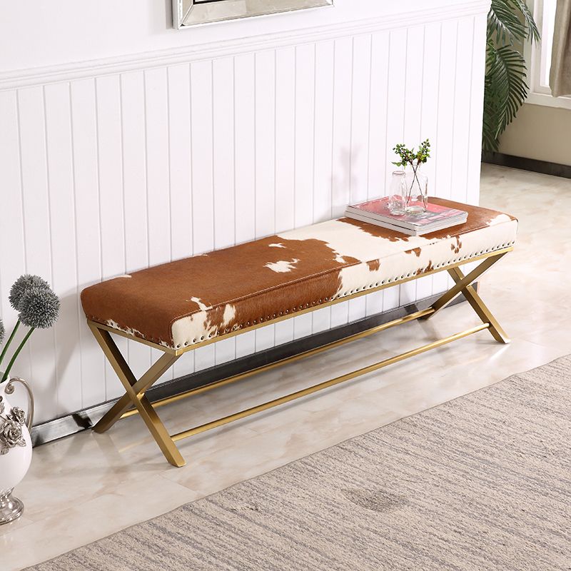 Glam Upholstered Bedroom Bench, Foam Filled Seating Bench with Metal Legs Clearhalo 'Benches' 'Chairs & Seating' 'furn' 'furn_benches' 'Furniture' 'Living Room Furniture' 1200x1200_43333944-aab0-442c-bcdc-f25596b84586