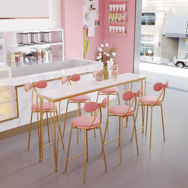 Indoor Marble Cocktail Bar Table Modern Fixed Table Gold and White Bar Height Table Clearhalo 'Bar Furniture' 'Bar Tables' 'bar_tables' 'furn' 'furn_bar_tables' 'Furniture' 'furniture_bar_tables' 'Kitchen & Dining Furniture' 1200x1200_43335af1-a9a4-4336-8726-67ca86f5da3f