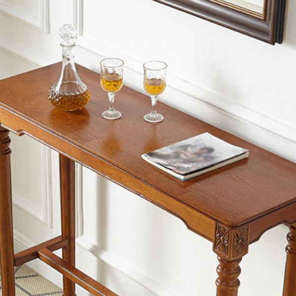 Modern Rectangle Bar Table Solid Wood Brown Colour Bar Dining Table with Footrest Clearhalo 'Bar Furniture' 'Bar Tables' 'bar_tables' 'furn' 'furn_bar_tables' 'Furniture' 'Kitchen & Dining Furniture' 1200x1200_43338bcb-9880-44ba-8adc-bff027609d2b