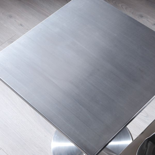 Square Table Dinette Table Industrial Stainless Steel Dinner Room Table with Tulip Base Clearhalo ' dining_table' 'Dining Tables & Seating' 'Dining Tables' 'furn' 'furn_dining_table' 'Furniture' 'furniture_dining_table' 'Kitchen & Dining Furniture' 'kitchen&dining_furn' 'kitchen' 'kitchen_dining_table' 1200x1200_4334e006-2143-48f4-aef4-377d31f429a9