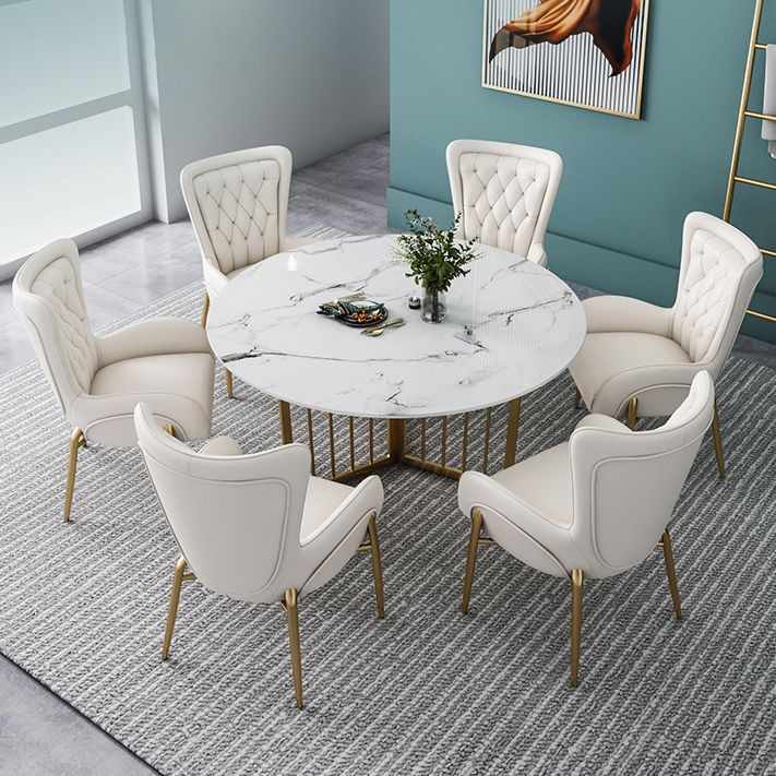 Mesa de comedor de piedra moderna mesa redonda de comedor blanco para cocina