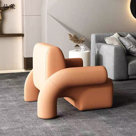 Nordic Style Fabric Armrest Fixed Backrest Abstract Arm Chair