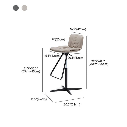 Industrial Style Adjustable Bar Stool Leather Counter Bar Stool with Metal Legs for Home Clearhalo 'Bar Furniture' 'Bar Stools' 'bar_stools' 'furn' 'furn_bar_stools' 'Furniture' 'Kitchen & Dining Furniture' 1200x1200_43364ef2-a7f6-4af4-853a-fab66d101661