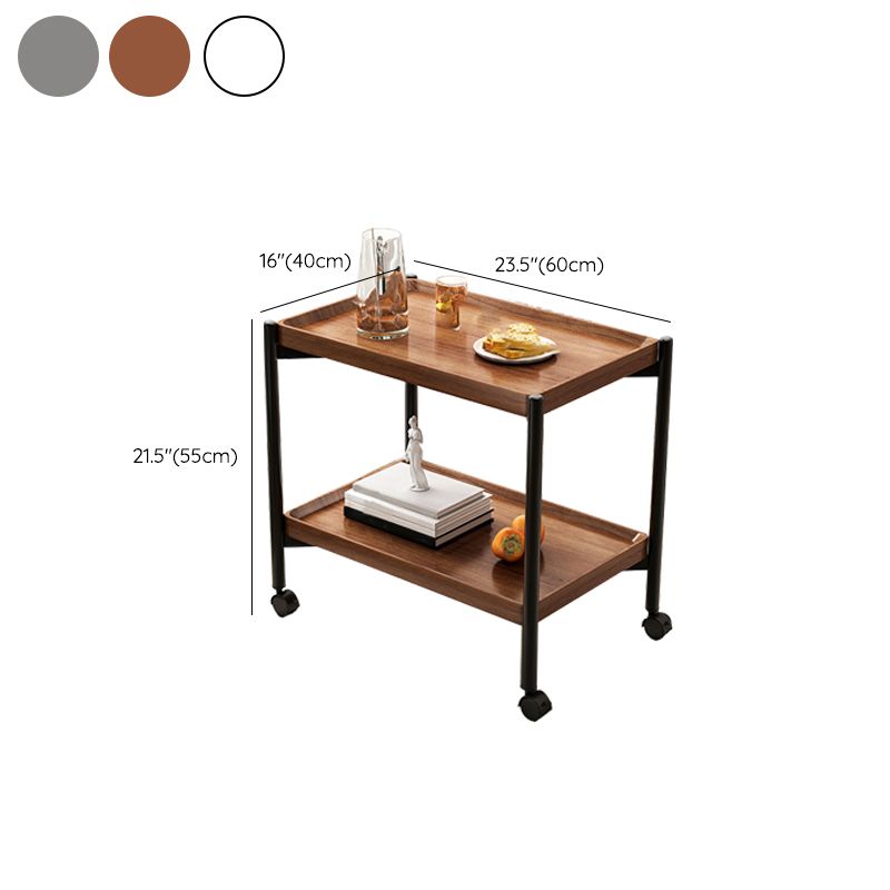 Contemporary Accent Side Table with Storage Wood and Metal End Table