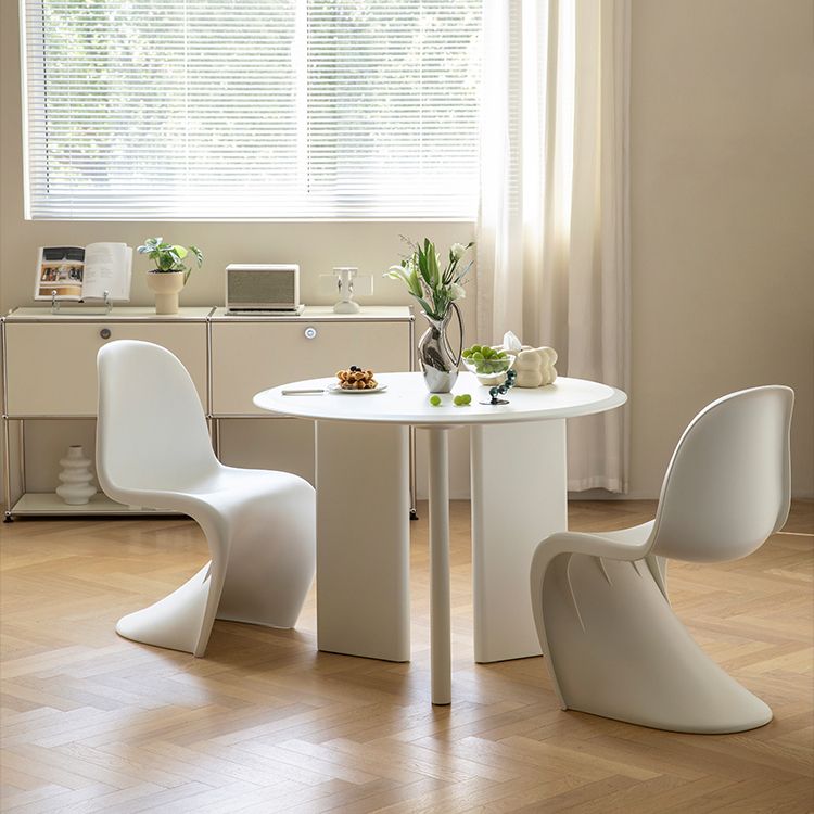 Tavolo da pranzo moderno in legno per 2 persone con piano rotondo bianco