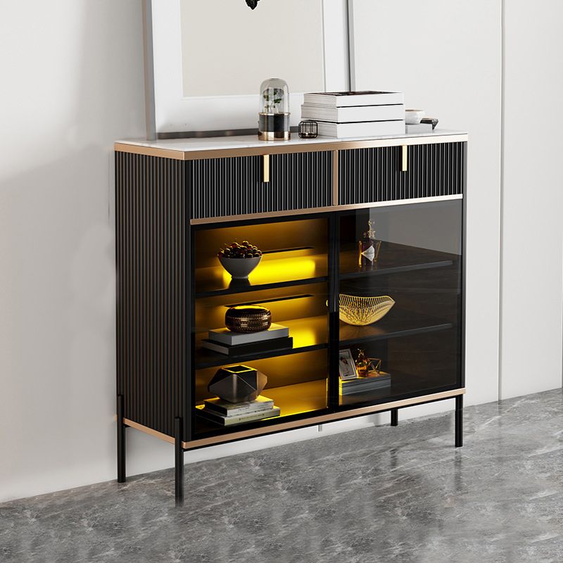 Sideboard Steintüren im Glam -Stil Seitenbrett mit Schränken und Schubladen