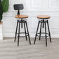 Tabouret industriel en métal, siège rond en bois, tabouret de comptoir réglable, finition mate