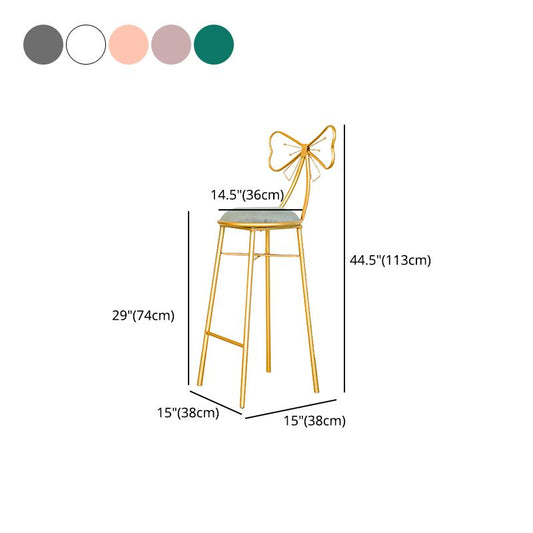 Glam Armless Backrest Counter Stool Iron Dessert Shop Bar Stool with Cushion and Pedal Clearhalo 'Bar Furniture' 'Bar Stools' 'bar_stools' 'furn' 'furn_bar_stools' 'Furniture' 'furniture_bar_stools' 'Kitchen & Dining Furniture' 1200x1200_43389b4a-ff5f-43fc-8199-f764947d257a
