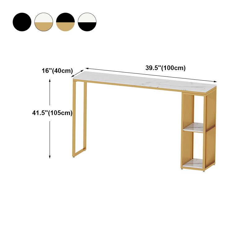 Marble Bar Table with Rectangle Table Top Double Pedestal Table with 41.3-inch Height Clearhalo 'Bar Furniture' 'Bar Tables' 'bar_tables' 'furn' 'furn_bar_tables' 'Furniture' 'furniture_bar_tables' 'Kitchen & Dining Furniture' 1200x1200_433ba07f-27bd-48a4-a5f4-d9cd51b3e1a3